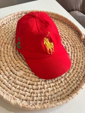 Polo by Ralph Lauren Red  Cap with Yellow Logo. OS